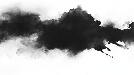 Poster - Black watercolor painting on a white background