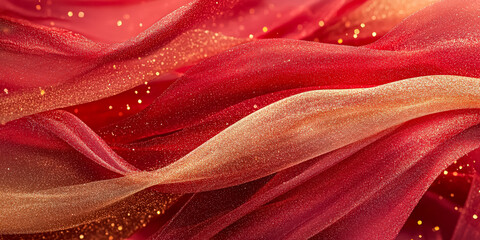 Wall Mural - red and gold fabric with glitter on it. the fabric is long and has a shiny appearance. christmas or 