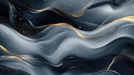Poster - Elegant abstract grey background featuring shimmering elements and flowing waves Beautiful illustration