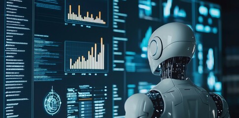 Aufkleber - computer coding ai chatbot background futuristic future digital technology stock automated. computer