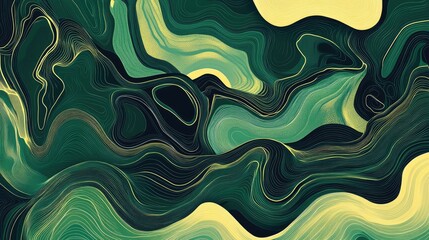 Poster - Abstract green background with line art illustration