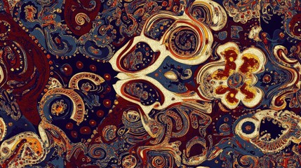 Poster - Abstract design of a patterned fabric scarf resembling a carpet