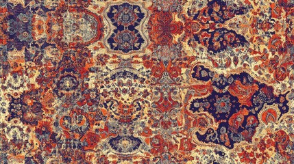 Poster - Abstract design of a patterned fabric scarf resembling a carpet