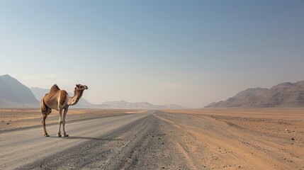 Canvas Print - Camel on a Desolate Road