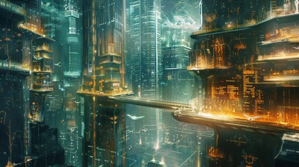 Canvas Print - Futuristic Cityscape