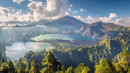 Wall Mural - Volcanic Lake and Mountains