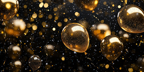 Wall Mural - bunch of gold balloons are floating in the air, creating a festive and celebratory atmosphere. the b