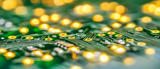 Poster - Future concept of green lighted circuit boards with electronic components