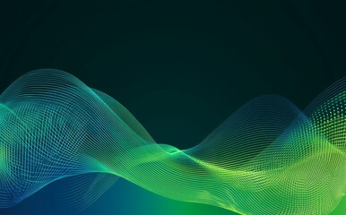 Poster - Stylish geometric element background with dots decoration. Modern green and blue gradient light illustration.