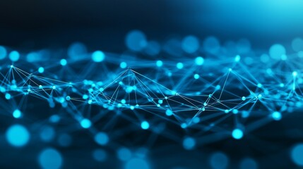 Poster - Cloud computing, neural communications of a supercomputer with shapes connecting dots and lines. Cybersecurity concept with 3D illustration.