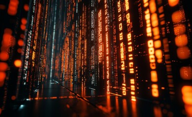 Informatics and programming book. Binary and network code. Online abstract of technology and data