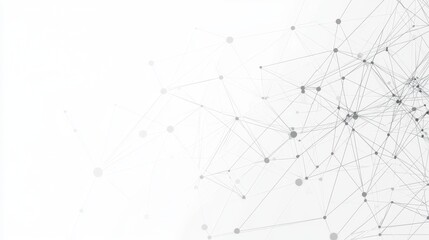 Poster - In a white background, a wave of particles is surrounded by dots and lines connected by a dark backdrop. 3D rendering of a wave of particles on a white background.
