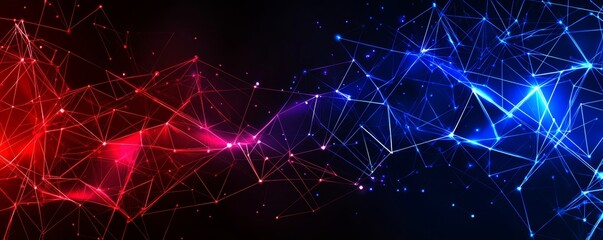 Poster - Red and blue lights on an abstract technology background