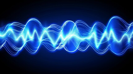 Poster - Abstract wave technology digital network background with blue light digital effect