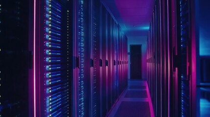 Poster - Server Room with Neon Lights