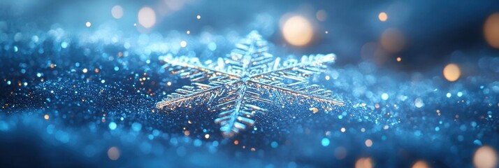 Aufkleber - Delicate snowflakes shimmer beautifully against a tranquil winter background, enhancing the magical atmosphere of the season. Generative AI