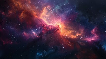 Wall Mural - nebula and stars in deep space, with a vibrant mix of colors and cosmic dust