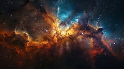 Wall Mural - nebula and stars in deep space, with a vibrant mix of colors and cosmic dust