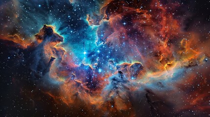 Wall Mural - nebula and stars in deep space, with a vibrant mix of colors and cosmic dust