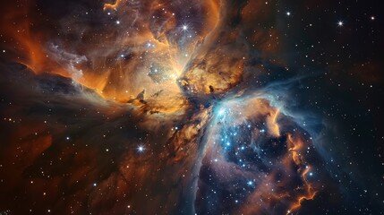 Wall Mural - nebula and stars in deep space, with a vibrant mix of colors and cosmic dust