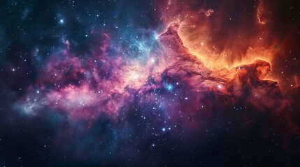 Wall Mural - nebula and stars in deep space, with a vibrant mix of colors and cosmic dust