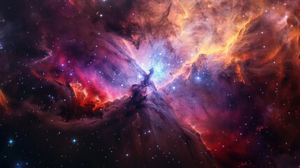 Wall Mural - nebula and stars in deep space, with a vibrant mix of colors and cosmic dust