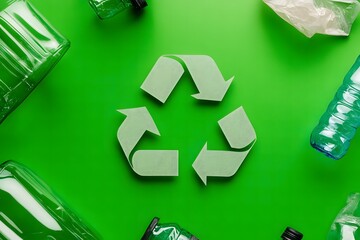 recycle symbol on a green background