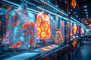 Aufkleber - A fashion brand using AI to analyze consumer trends and design clothing that matches current styles. Concept of retail.