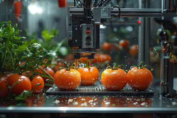 Aufkleber - a 3d printer creating edible food items, highlighting futuristic approaches to food production. conc