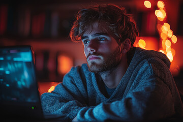 Aufkleber - a student attending an online therapy session, representing the growing use of telehealth for mental
