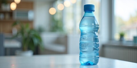 Crystal Clear: Refreshing Water Bottle on a Bright Day