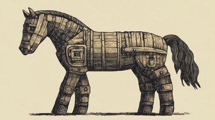 Wooden Horse Illustration