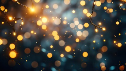 Poster - Colorful Christmas lights twinkle against a blurred background, enhancing the joyful holiday spirit during winter festivities. Generative AI