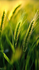 Wheat grass and fresh green with pure field plant and natural growth summer crop rural meadow, organic farm with simple healthy nature