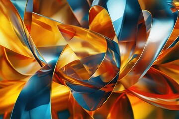 Poster - Vibrant abstract shapes imitate gift boxes and ribbons, creating a visually striking composition filled with color and depth. Generative AI