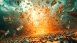 © Panuwat - Eruption of wealth a dramatic display of cash in a fiery explosion capturing the essence of financial fortune