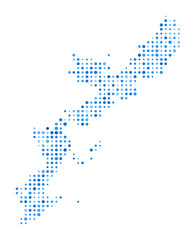 Poster - Okinawa Island Dot Map. Island Digital Style Shape. Okinawa Island vector image. Island shape blue circular dots. Beautiful vector illustration.