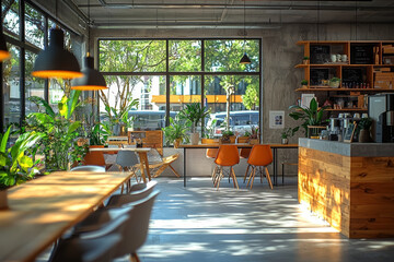 Poster - A coworking space offering a blend of remote and office environments, illustrating the demand for flexible workspaces. Concept of coworking spaces.
