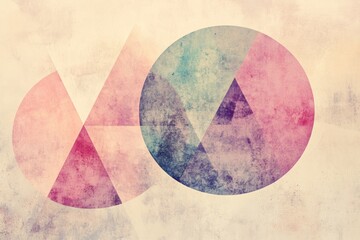 Canvas Print - A collection of abstract circles and triangles overlays forms a gentle pastel background, showcasing harmonious geometric designs. Generative AI