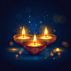 Happy diwali, deepavali the indian festival celebration on color background.