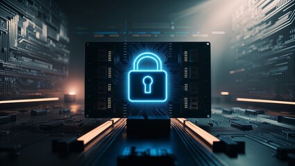 Digital lock on the board - cyber security and data security