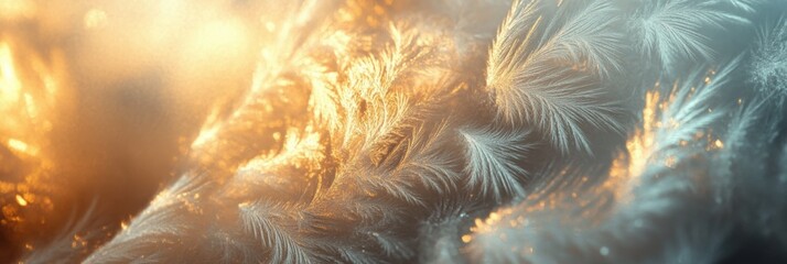 Poster - Delicate, frosty patterns sparkle under gentle morning light, showcasing intricate designs that embody the beauty of winter's chill. Generative AI