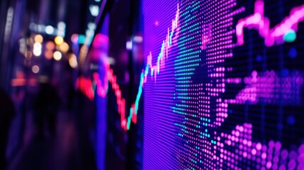 Poster - Stock Market Chart Displayed on LED Screen