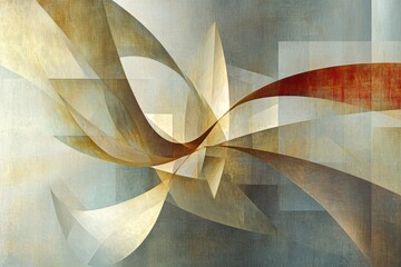Aufkleber - Curved abstract shapes evoke the feel of gift boxes and ribbons, arranged harmoniously in soft, warm colors, creating a holiday ambiance. Generative AI