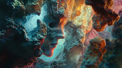 Aufkleber - Exploring the abstract representation of human form within a vibrant and dynamic environment a visual journey through emotion and expression