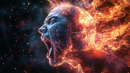 Poster - Explosive expression an abstract representation of intense emotions and energy captured in a fiery visual manifestation