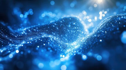 Poster - Delicate snowflakes shimmer like stars on a tranquil winter evening, casting enchanting reflections in a captivating blue glow. Generative AI