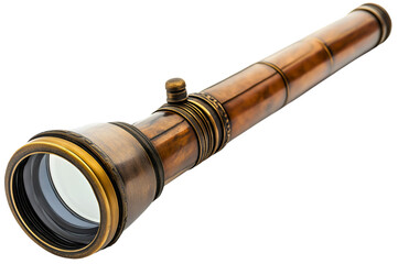 Intrepid spyglass isolated telescope, adventurous discovery search vision, commanding captain travel opportunity, vigilant observe looking illustration, exploratory maritime quest