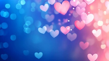 Wall Mural - pink and blue heart shapes float in the air