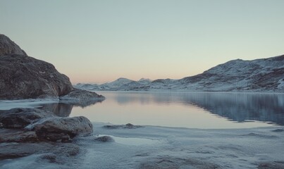 A beautiful lake with a mountain in the background